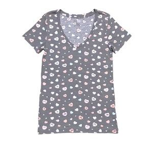 💝 PacSun Gray Candy Heart Soft V Neck Tee S